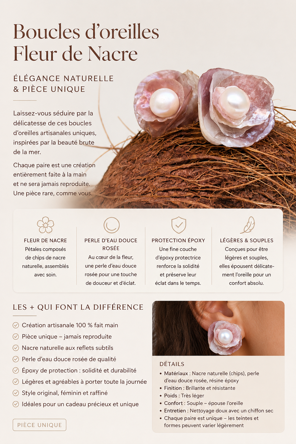 Boucles d’oreilles - Rosé du matin