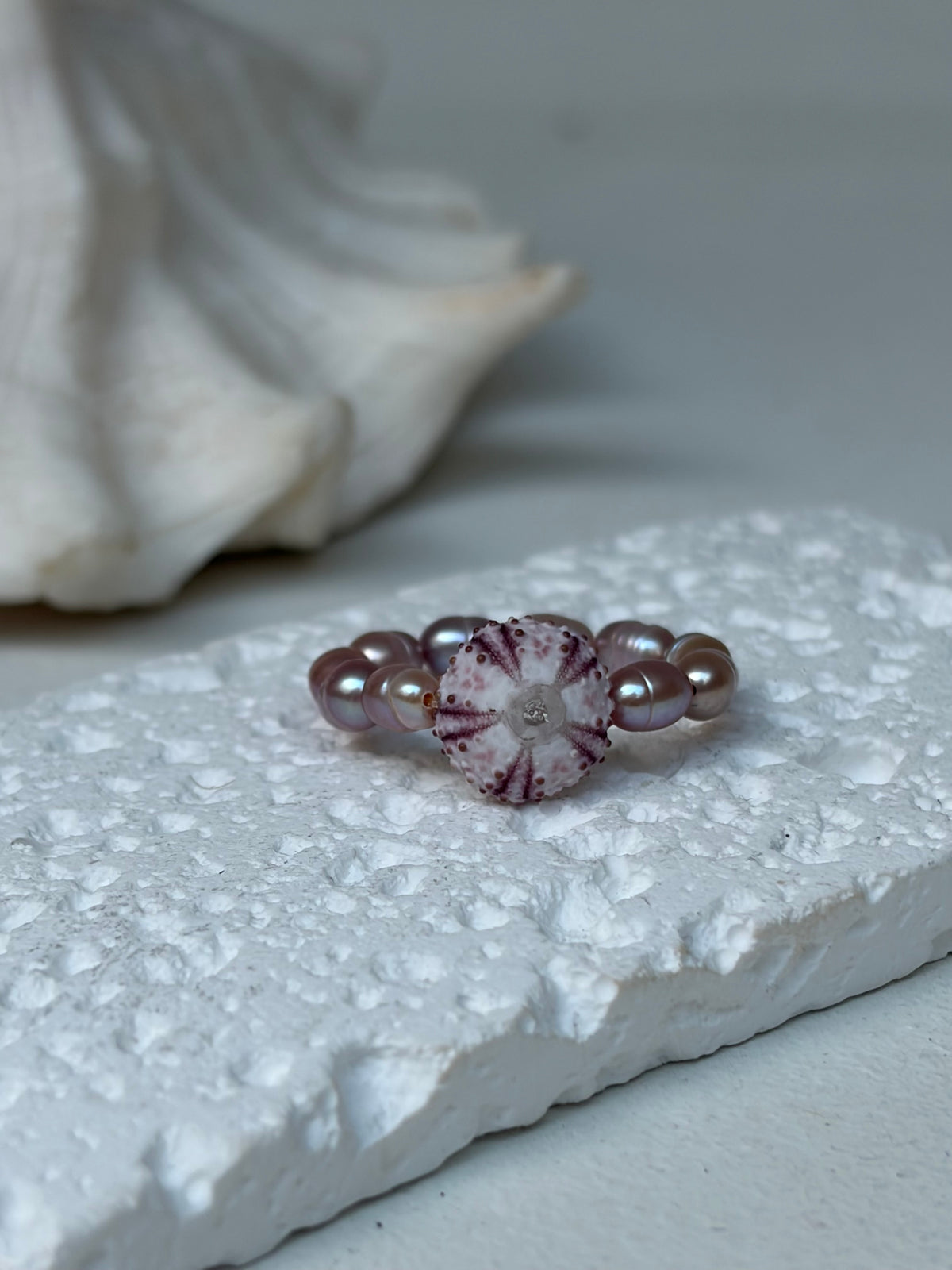 Bague Oursin Purple - oursin véritable et perle eau douce - exclusif chez Kaküka Jewelry ©️ (Copie)