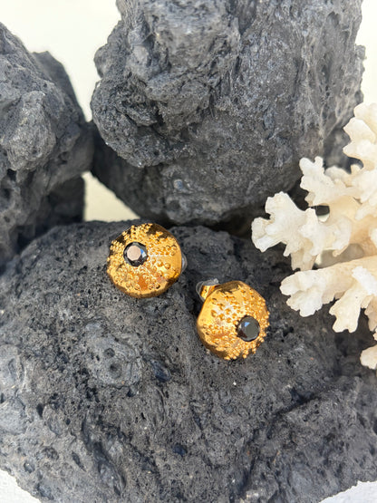 Boucles d’oreilles Plated Gold & Black Zircon - Malo - pièce de caractère ©️