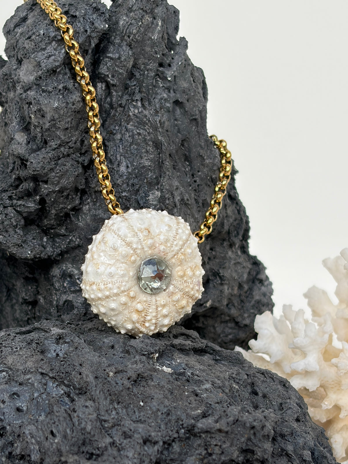 Collier Écume divine - pièce unique - oursin véritable exclusif Kakuka Jewelry