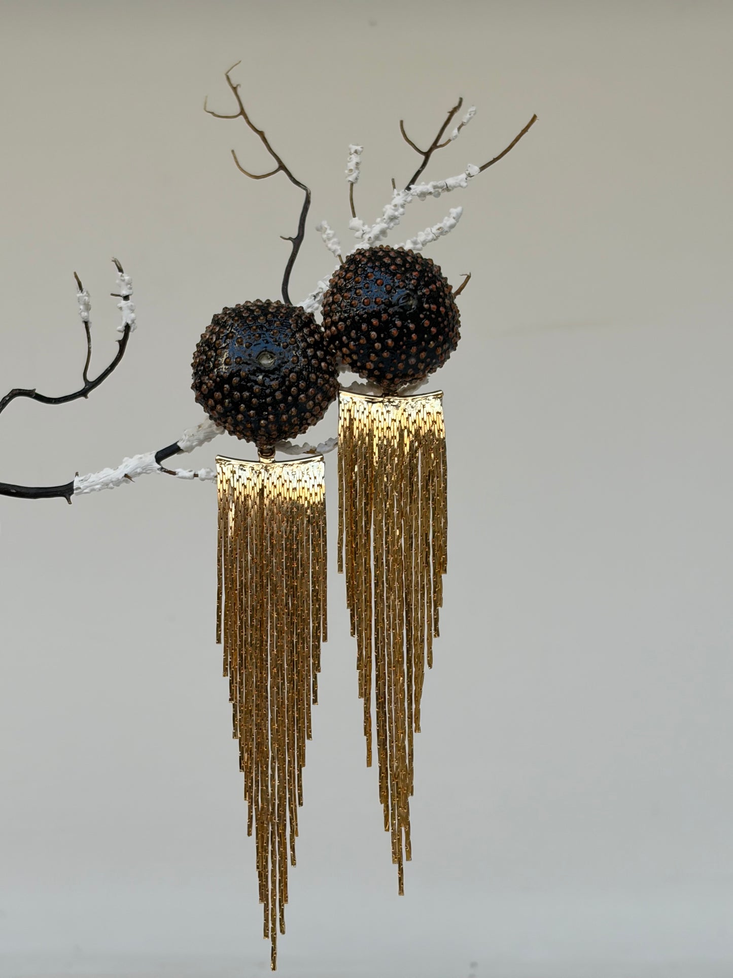 Boucles d’oreilles Cascade et Sea Urchin - Oursin- pièce unique ©️