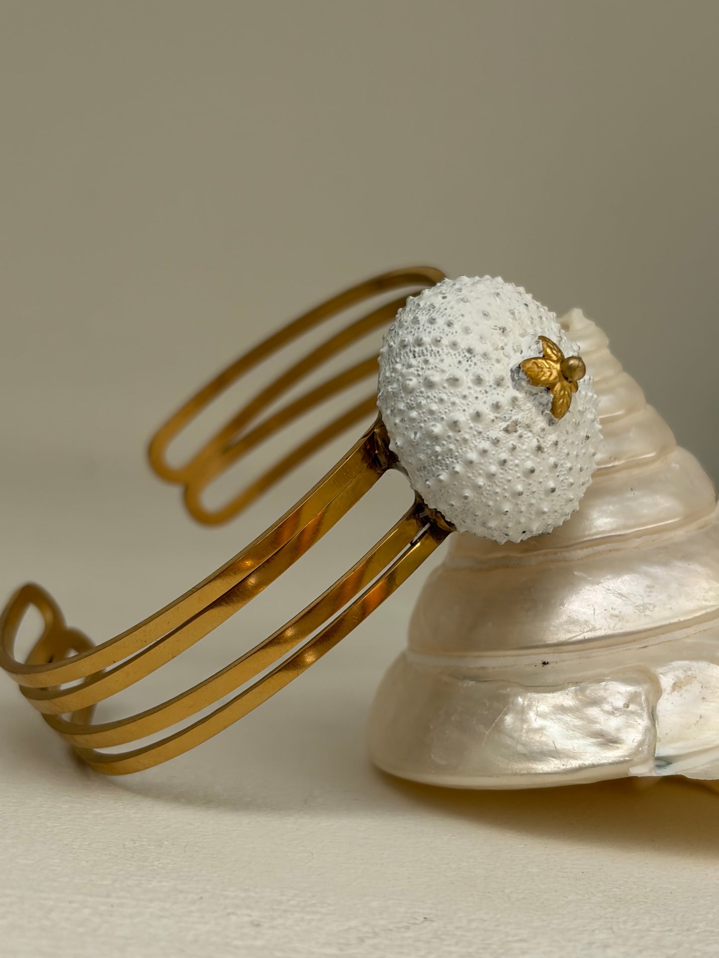 Bracelet Écume - jonc et oursin blanc