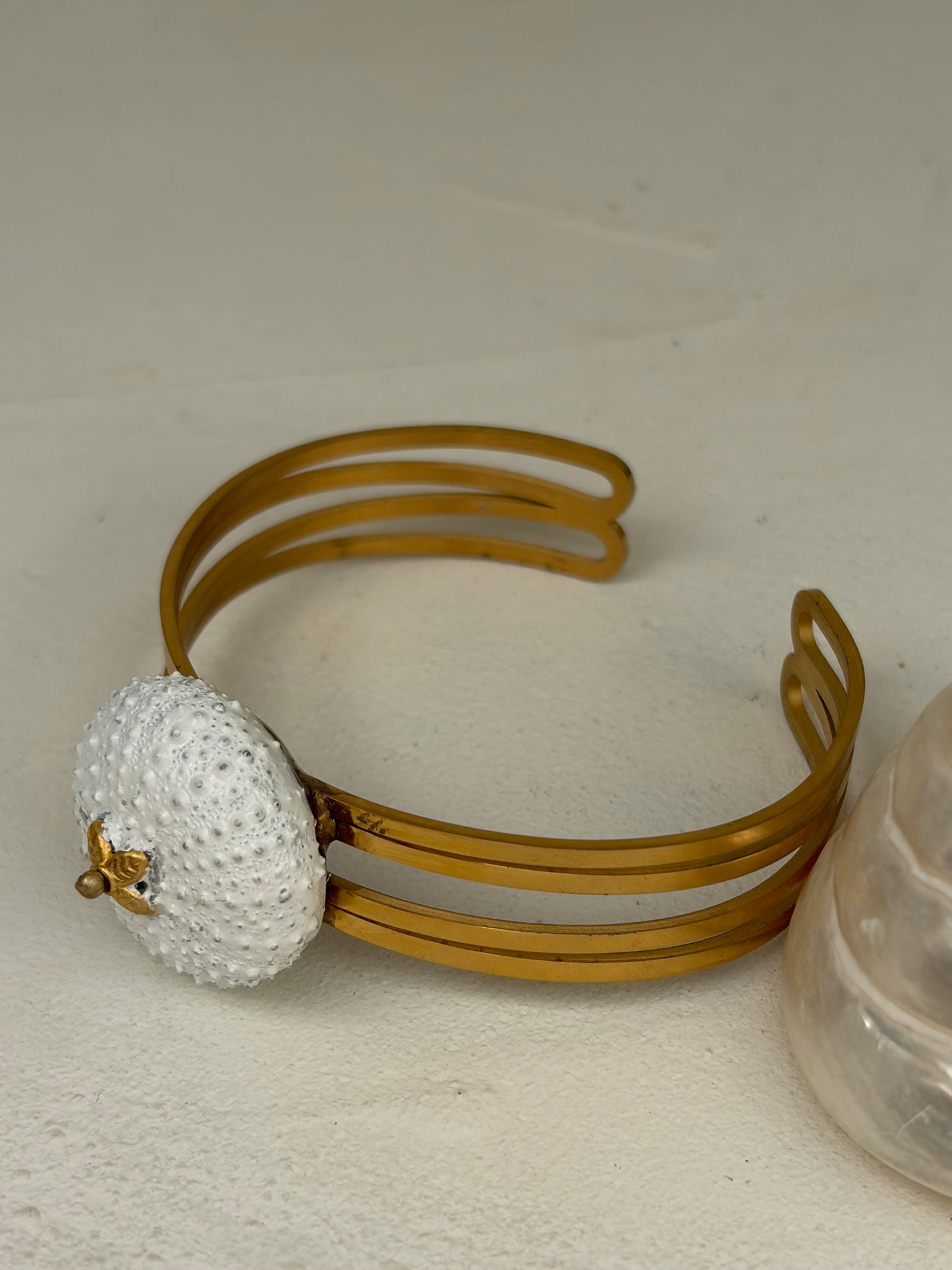 Bracelet Écume - jonc et oursin blanc