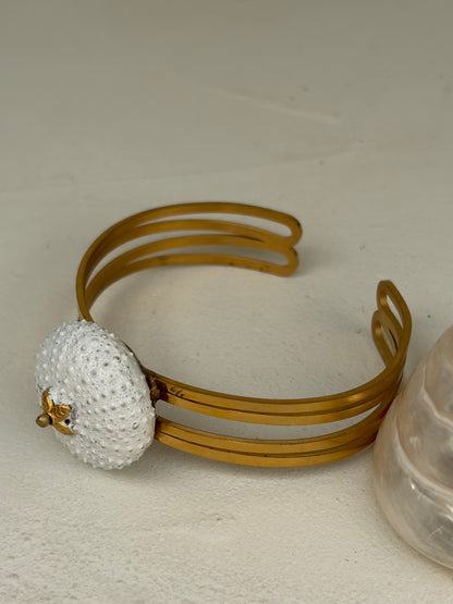 Bracelet Écume - jonc et oursin blanc