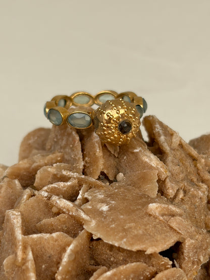 Bague Calcédoine bleue et Oursin gold ✨ taille 53