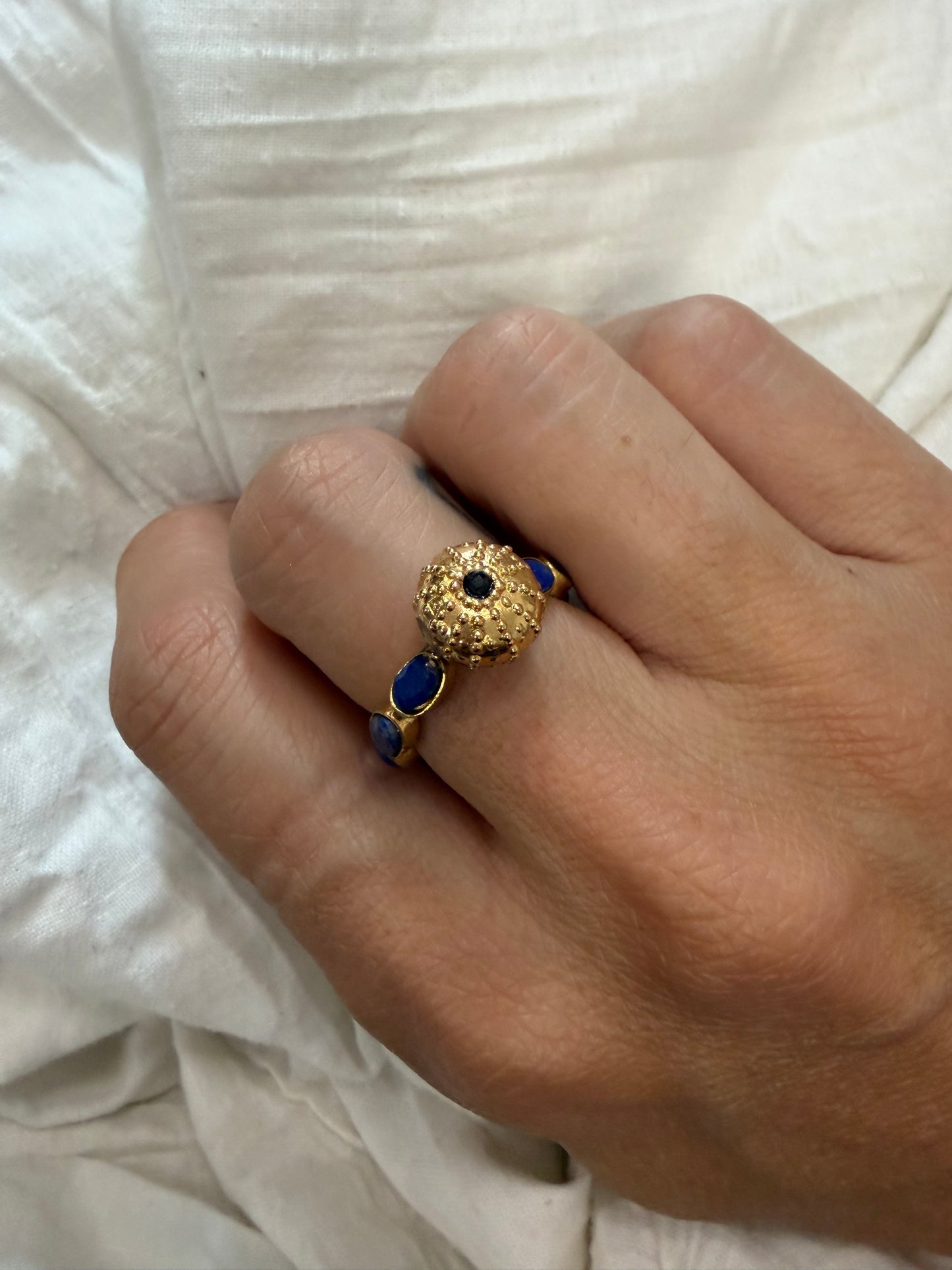 Bague Lapis Lazuli et Oursin gold ✨
