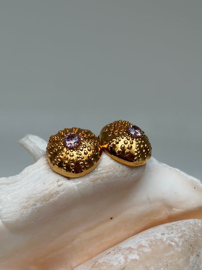 Boucles d’oreilles Plated Gold & Pink Zircon - Malo - pièce de caractère ©️