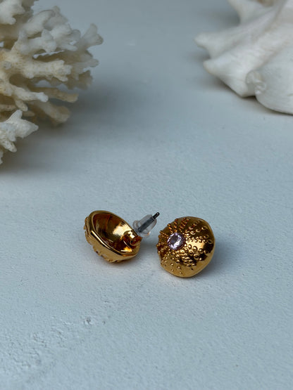 Boucles d’oreilles Plated Gold & Pink Zircon - Malo - pièce de caractère ©️