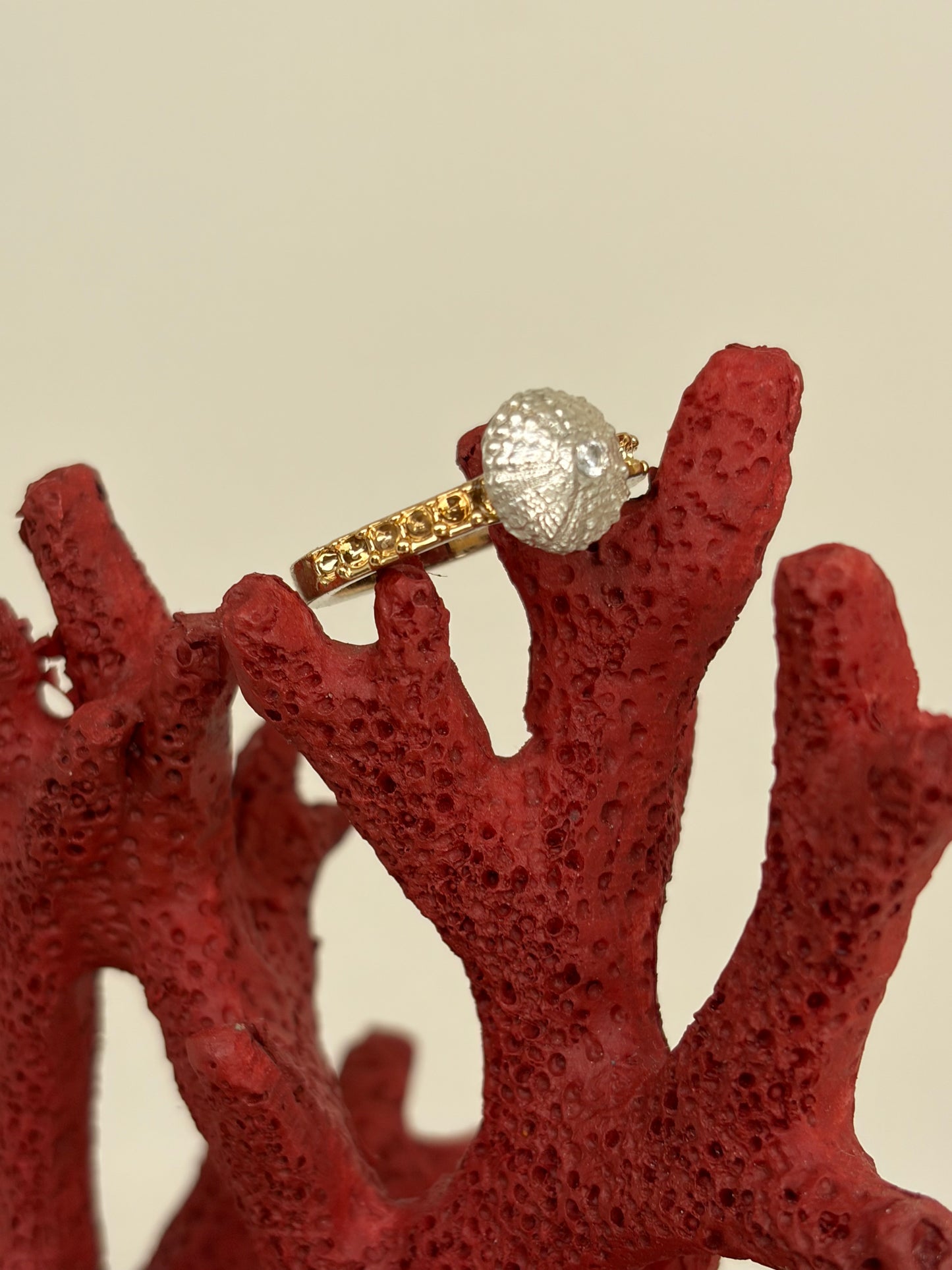 Bague Éclat des Marées - or acier inoxydable et argent massif oursin - exclusif Kaküka taille 52