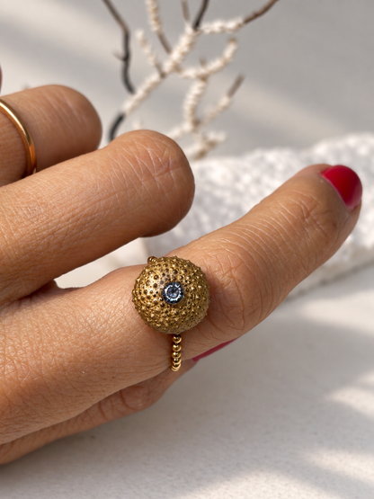 Bague Malo - Oursin de Méditerranée et anneau souple - pièce exclusive signée kaküka Jewelry ©️