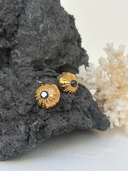 Boucles d’oreilles Plated Gold & Black Zircon - Malo - pièce de caractère ©️