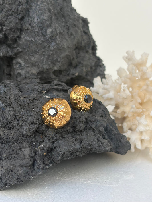 Boucles d’oreilles Plated Gold & Black Zircon - Malo - pièce de caractère ©️