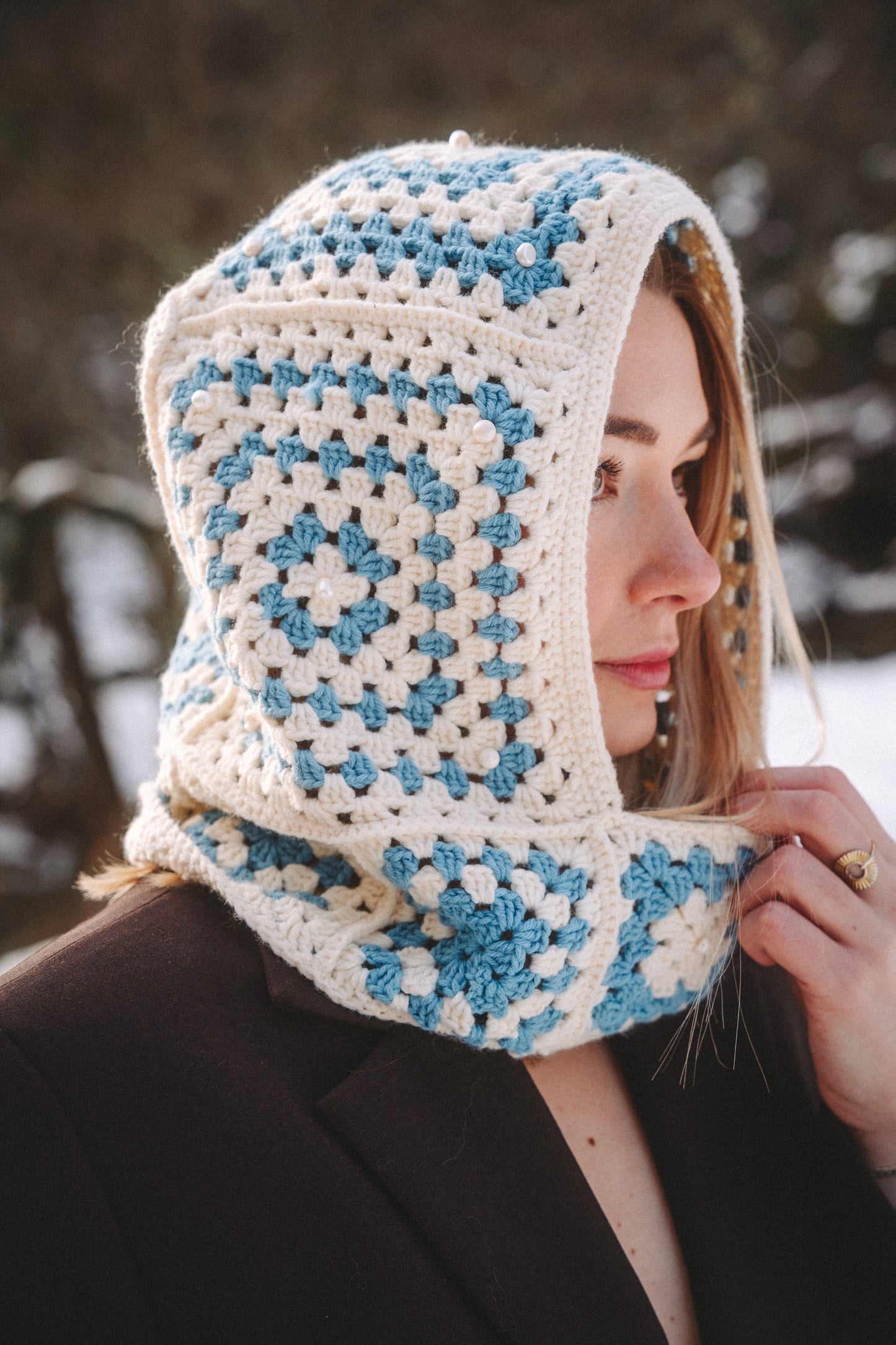 Cagoule crochet Azul