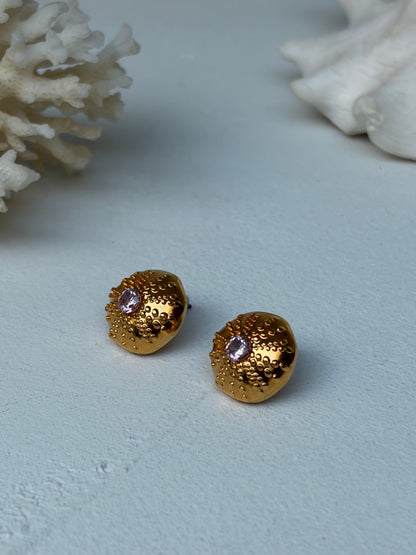 Boucles d’oreilles Plated Gold & Pink Zircon - Malo - pièce de caractère ©️