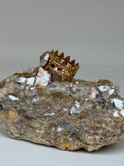 Bague Queen of the sea - acier inoxydable  et argent massif oursin - exclusif Kaküka ajustable