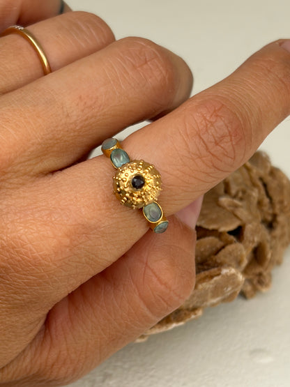 Bague Calcédoine bleue et Oursin gold ✨ taille 53