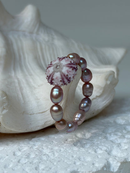 Bague Oursin Purple - oursin véritable et perle eau douce - exclusif chez Kaküka Jewelry ©️ (Copie)