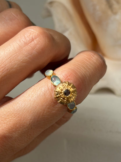 Bague Calcédoine bleue et Oursin gold ✨ taille 53