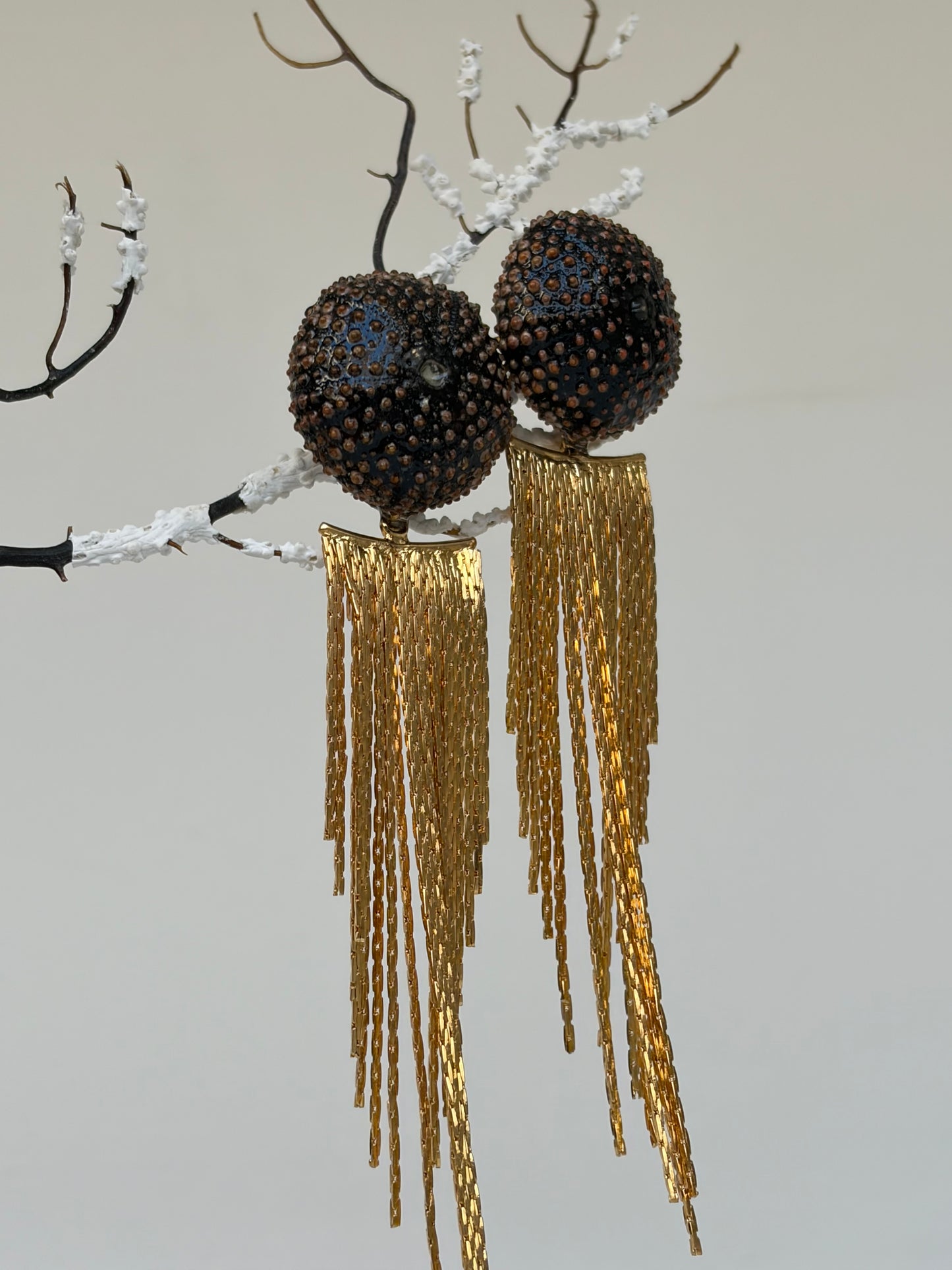 Boucles d’oreilles Cascade et Sea Urchin - Oursin- pièce unique ©️