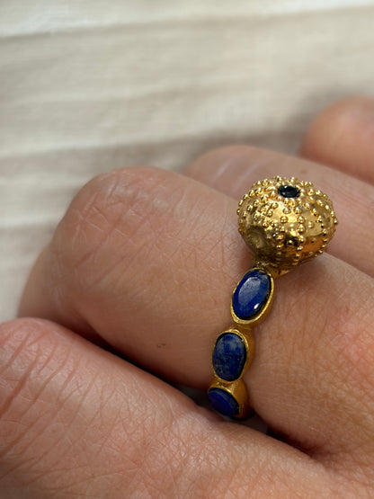 Bague Lapis Lazuli et Oursin gold ✨