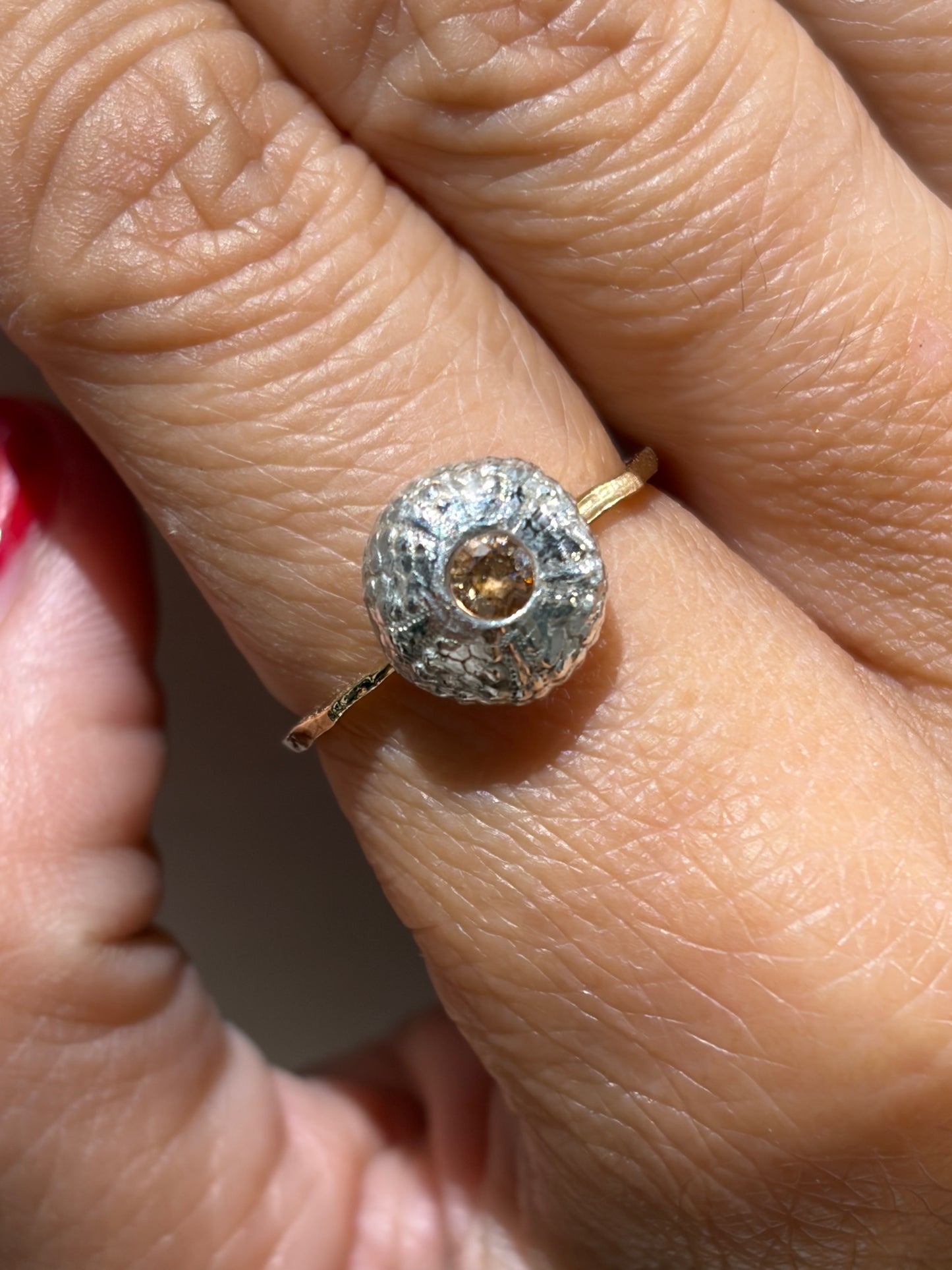 Bague Encentada - oursin-s- zircon orangé