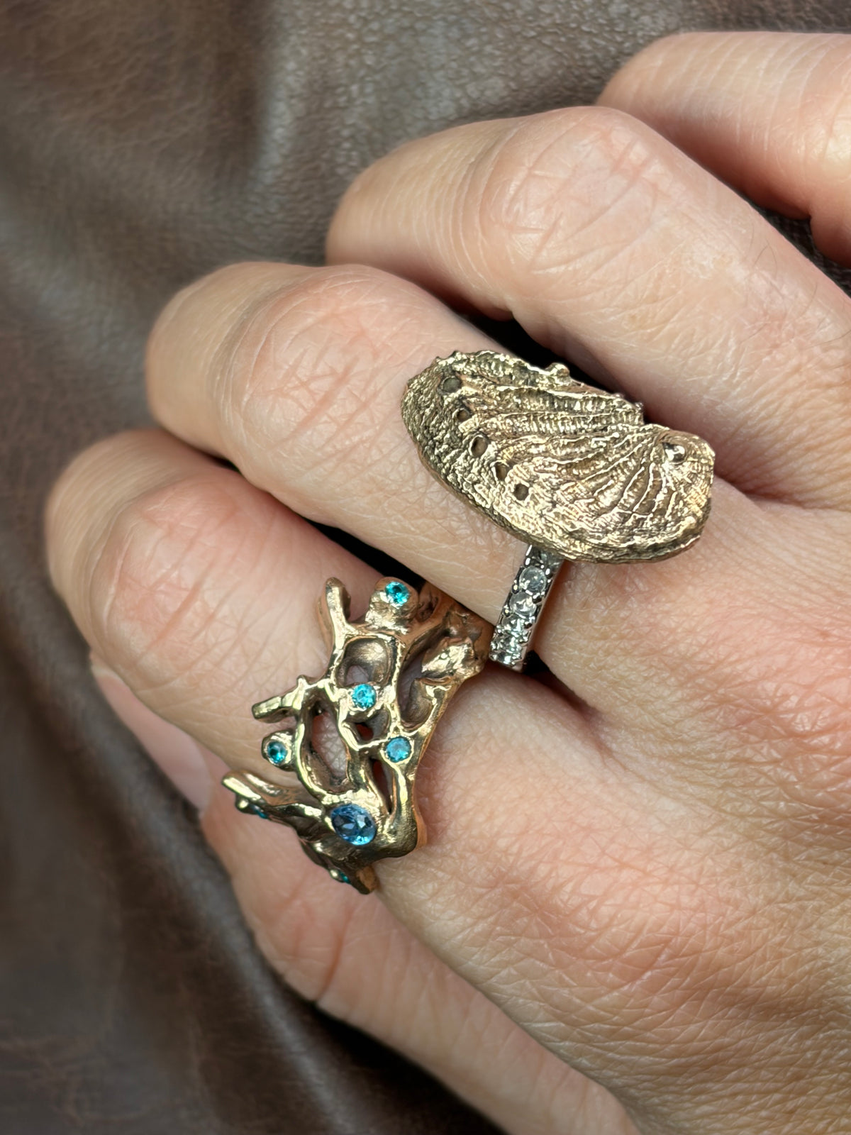Bague Coralia 🪸 - En bronze et oxyde de zirconium - pièce exclusive Kaküka Jewelry ©️