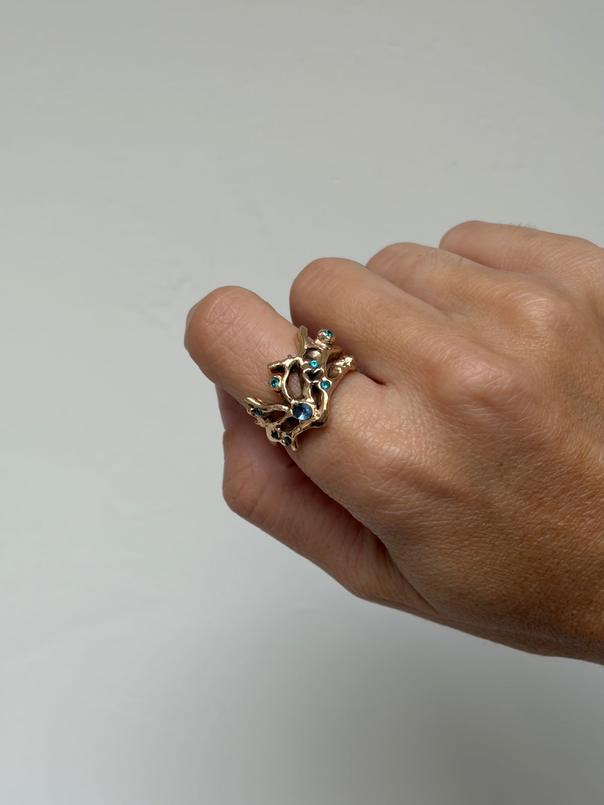 Bague Coralia 🪸 - En bronze et oxyde de zirconium - pièce exclusive Kaküka Jewelry ©️
