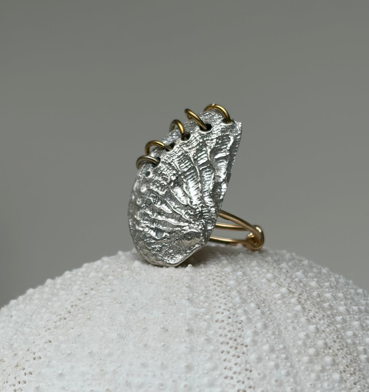 Bague ORMEA - Silver 950 et acier inoxydable ajustable - pièce unique