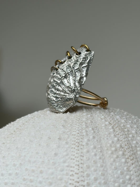 Bague ORMEA - Silver 950 et acier inoxydable ajustable - pièce unique
