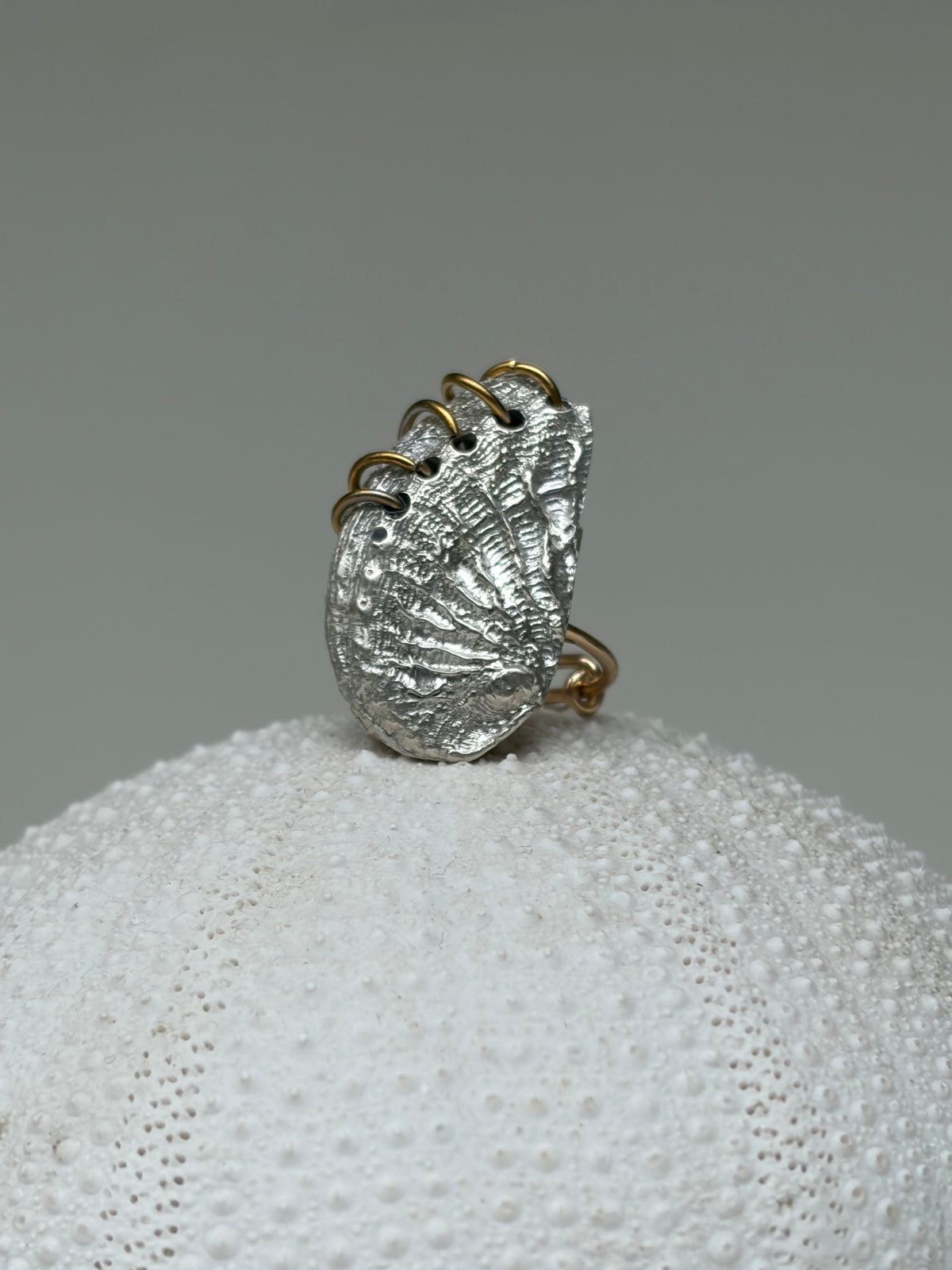 Bague ORMEA - Silver 950 et acier inoxydable ajustable - pièce unique