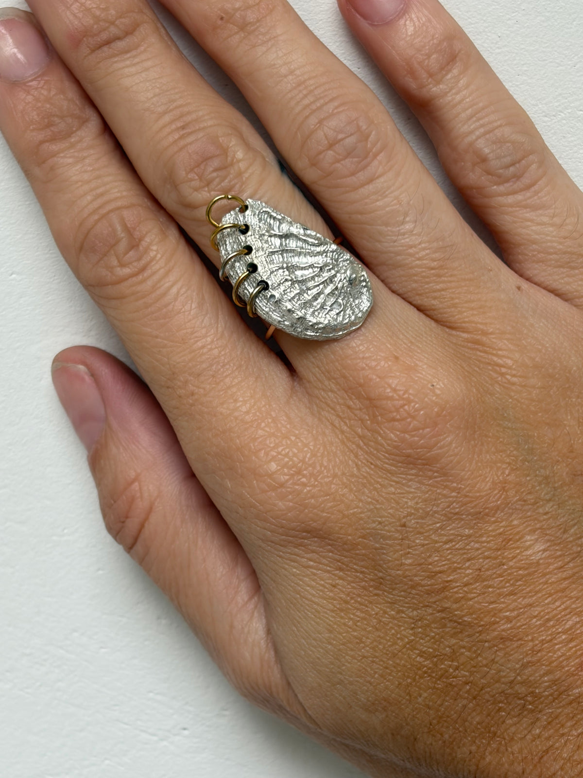 Bague ORMEA - Silver 950 et acier inoxydable ajustable - pièce unique