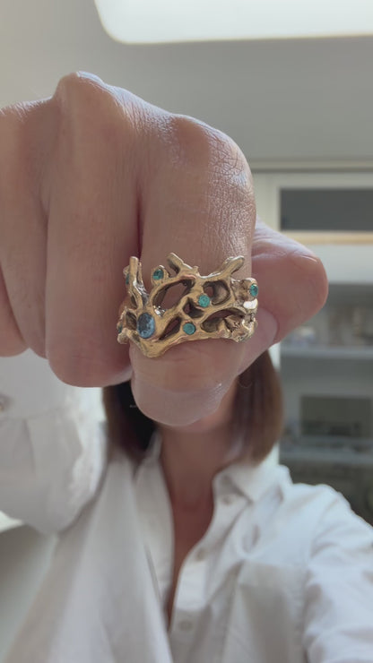 Bague Coralia 🪸 - En bronze et oxyde de zirconium - pièce exclusive Kaküka Jewelry ©️
